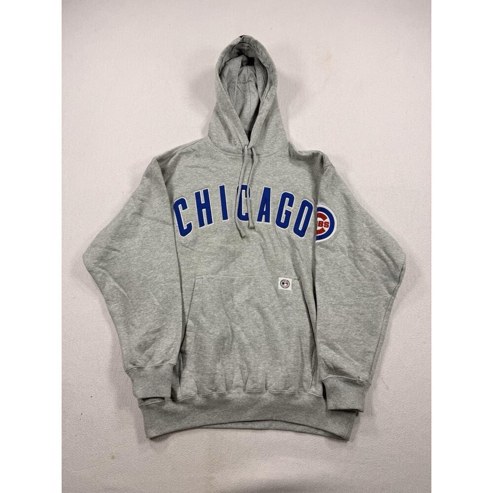 Stitches Chicago Cubs Hoodie Mens Large Gray Fleece Pullover Sweatshirt